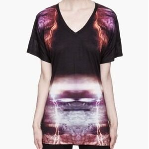 Alexander McQueen Lightning Storm Graphic T Shirt Size Small Abstract Art‎ Lux